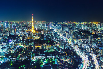 Image showing Tokyo skyline at night