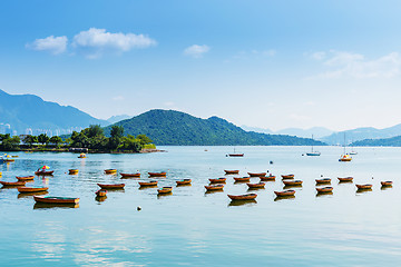 Image showing Beautiful sea coast and boat