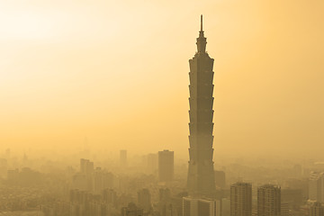 Image showing Taipei, Taiwan evening skyline