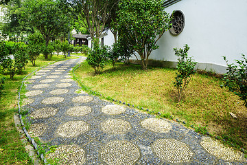 Image showing Pebble stone path in the chinese garden