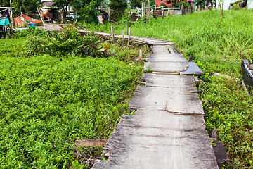 Image showing Wooden path in countryside