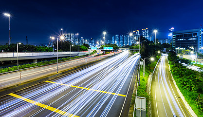 Image showing Traffic trail on highway