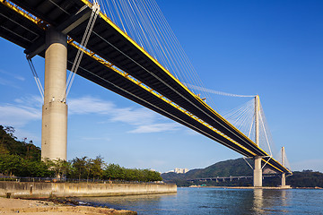 Image showing Ting Kau suspension bridge in Hong Kong