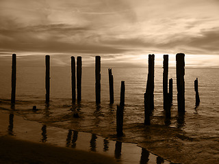 Image showing Broken Pier Sepia