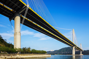 Image showing Ting Kau suspension bridge in Hong Kong