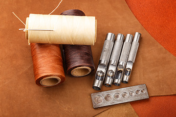 Image showing Handmade leather craft equipment