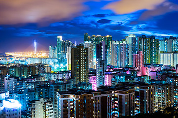 Image showing Downtown cityscape in Hong Kong at night