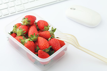 Image showing Healthy lunch box on office desk