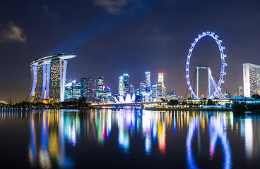 Image showing Singapore skyline at night