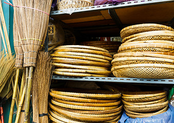 Image showing Wicker handmade wooden basket for sell