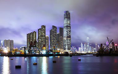 Image showing Kowloon district in Hong Kong at night