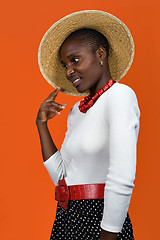 Image showing african girl with hat