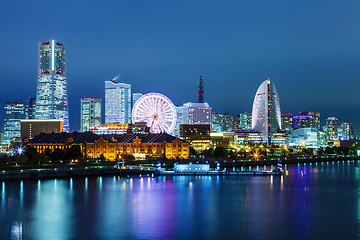 Image showing Yokohama skyline at night