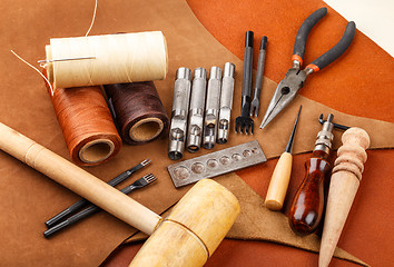 Image showing Handmade leather craft tool