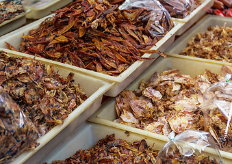 Image showing Dried squid in food market