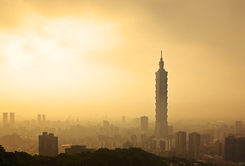 Image showing Taipei, Taiwan evening skyline