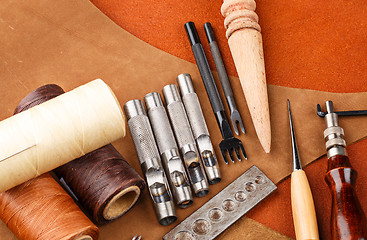 Image showing Handmade leather craft tool