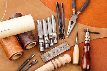 Image showing Handmade leather craft tool