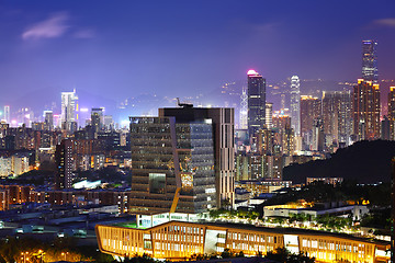 Image showing Downtown district in Hong Kong at night