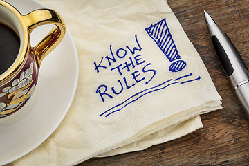 Image showing know the rules 
