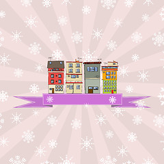 Image showing Winter holidays card with houses 4