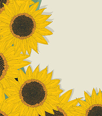 Image showing Sketchy sunflowers card