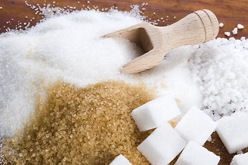 Image showing Various kinds of sugar close up 