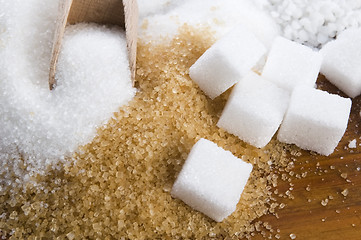 Image showing Various kinds of sugar close up 