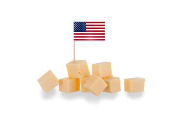 Image showing Pieces of cheese isolated on a white background