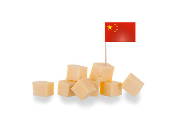 Image showing Pieces of cheese isolated on a white background