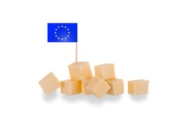 Image showing Pieces of cheese isolated on a white background