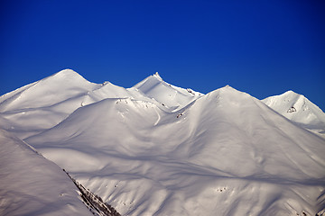Image showing Snowy mountains in morning