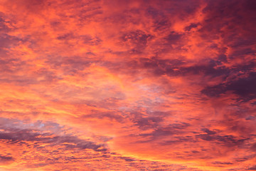 Image showing Red sunset sky