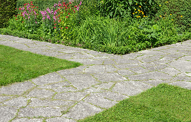 Image showing Stone paths crossing in a garden