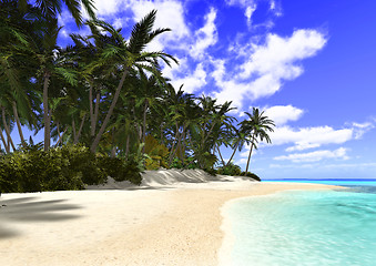 Image showing Beautiful Beach with Palm Trees