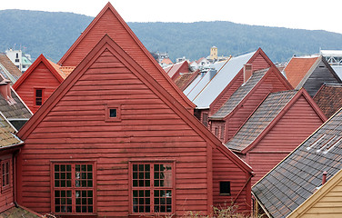 Image showing Bergen old houses roofs