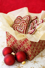 Image showing Christmas cookies in a giftbox