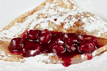 Image showing pancakes with cherries