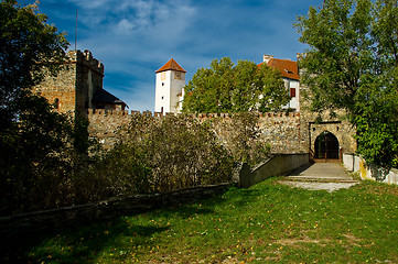 Image showing Entrance gate with a drawbridge into the castle Bítov.