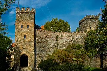 Image showing Entrance gate with a drawbridge into the castle Bítov.