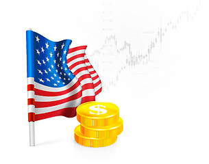 Image showing U.S. Flag with coins