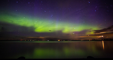 Image showing Northern Lights over the lake