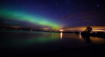 Image showing Northern Lights over the lake