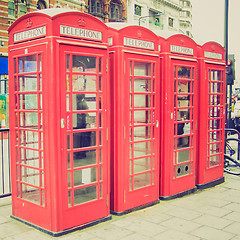 Image showing Vintage look London telephone box