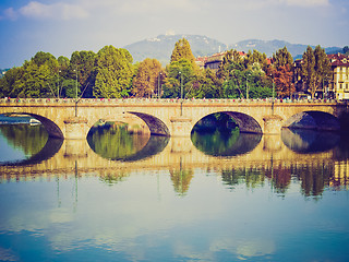 Image showing Retro look River Po, Turin