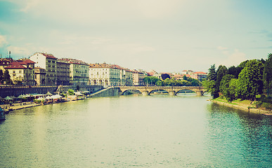 Image showing Retro look River Po, Turin