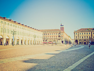 Image showing Retro look Piazza San Carlo, Turin