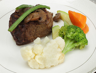 Image showing Beef tournedos with veg