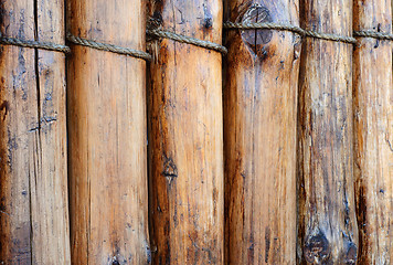 Image showing A fence made of logs.