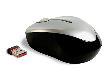 Image showing Wireless computer mouse and radio nano receiver.